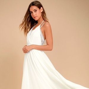 Celebrate the Moment White Lace Maxi Dress